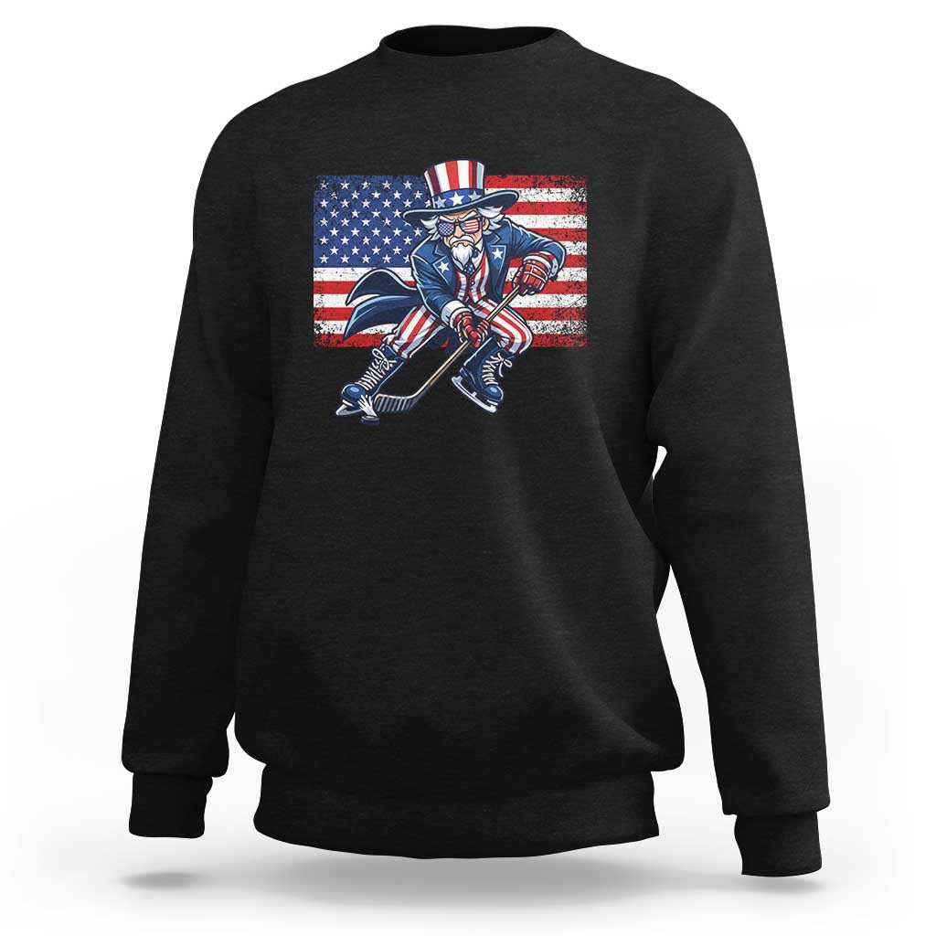 Uncle Sam Hockey Player 4th of July American Flag Sweatshirt