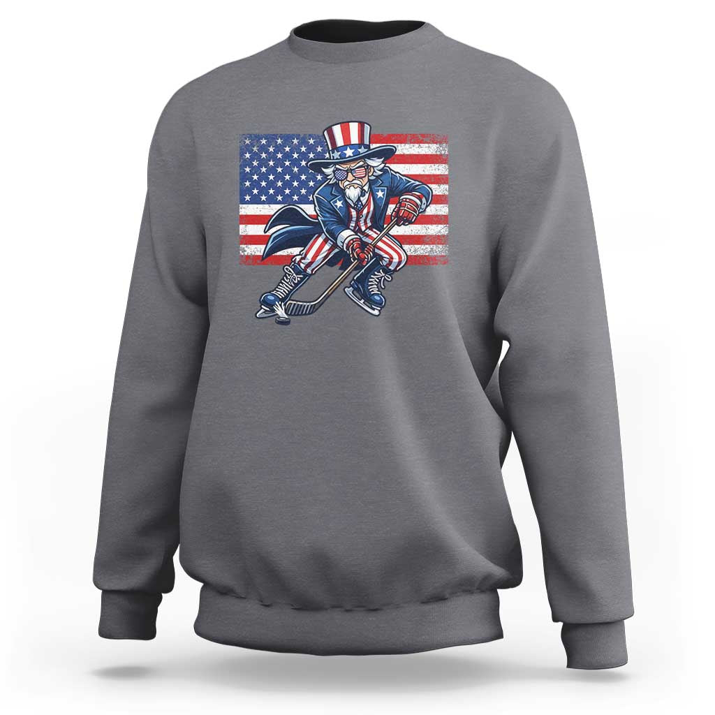 Uncle Sam Hockey Player 4th of July American Flag Sweatshirt