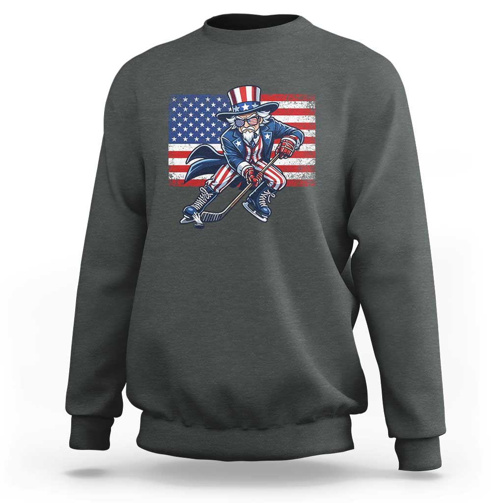 Uncle Sam Hockey Player 4th of July American Flag Sweatshirt