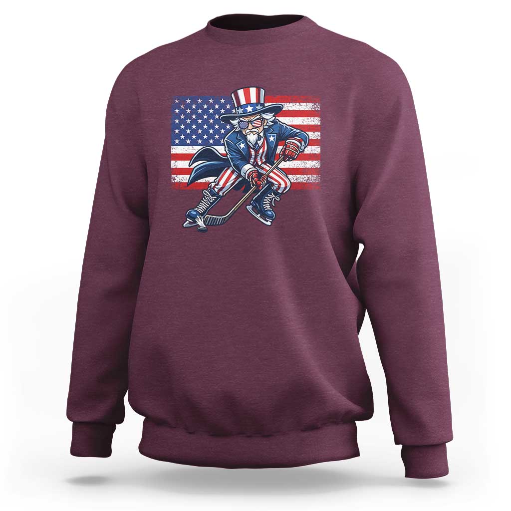 Uncle Sam Hockey Player 4th of July American Flag Sweatshirt