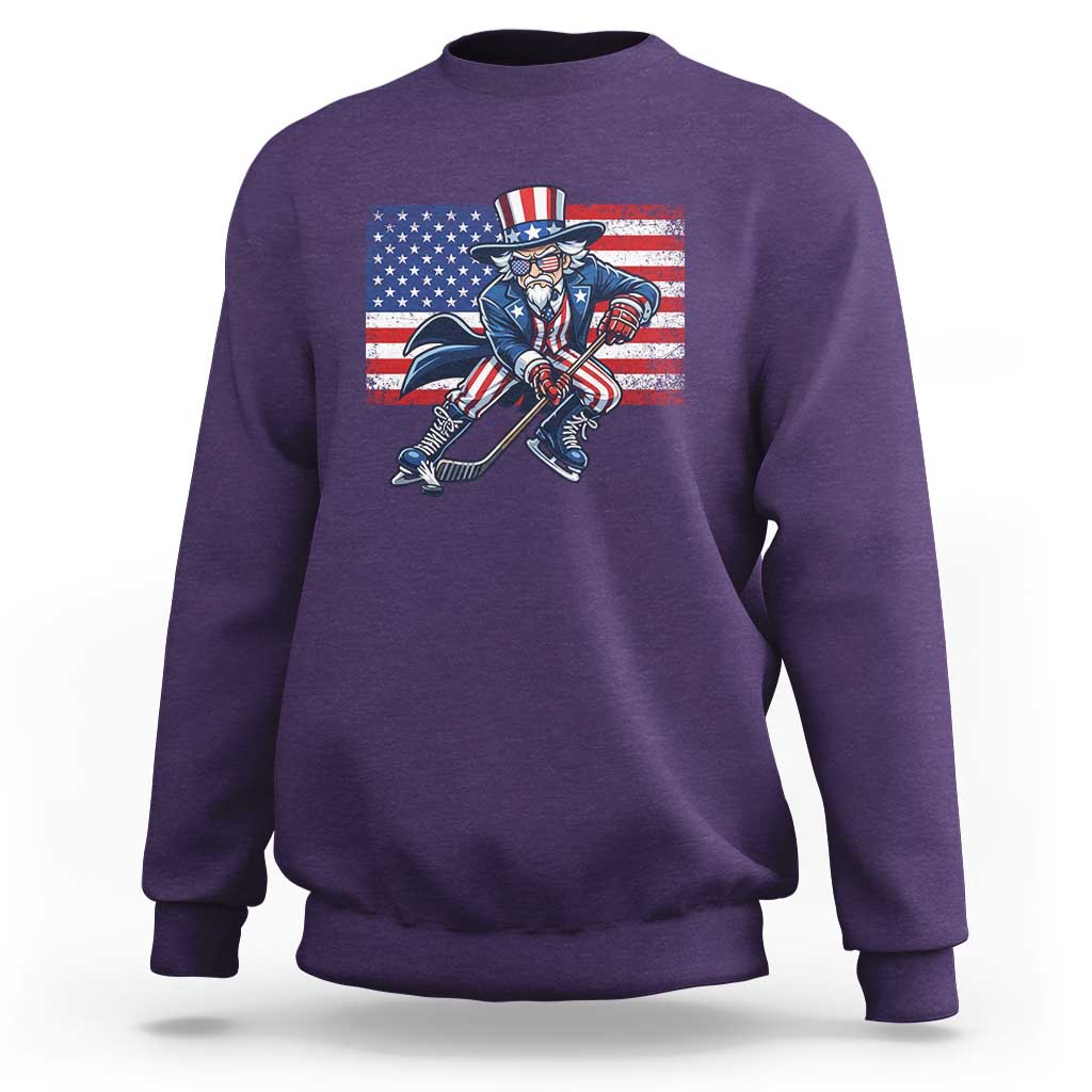 Uncle Sam Hockey Player 4th of July American Flag Sweatshirt