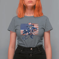Uncle Sam Hockey Player 4th of July American Flag T Shirt For Women
