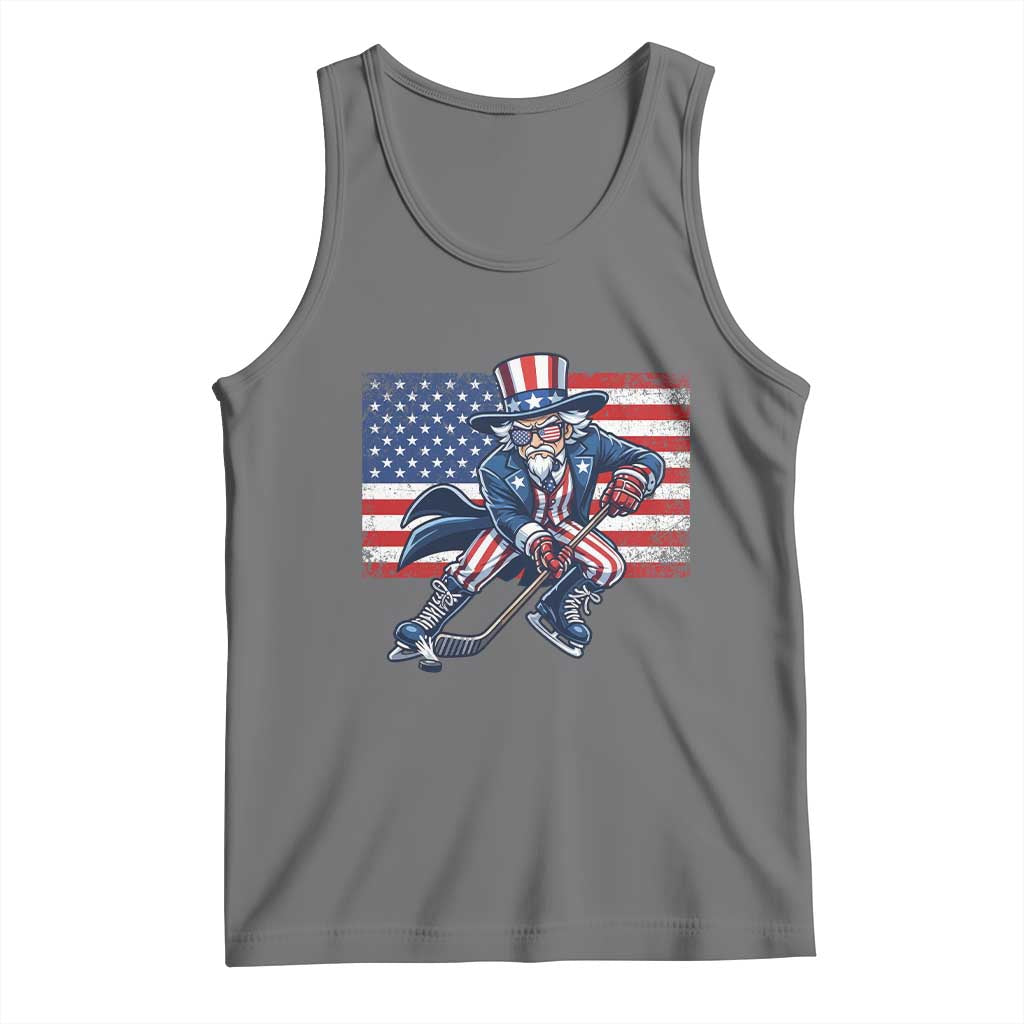 Uncle Sam Hockey Player 4th of July American Flag Tank Top