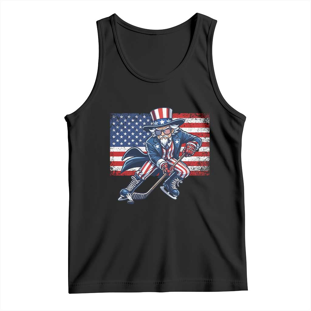 Uncle Sam Hockey Player 4th of July American Flag Tank Top
