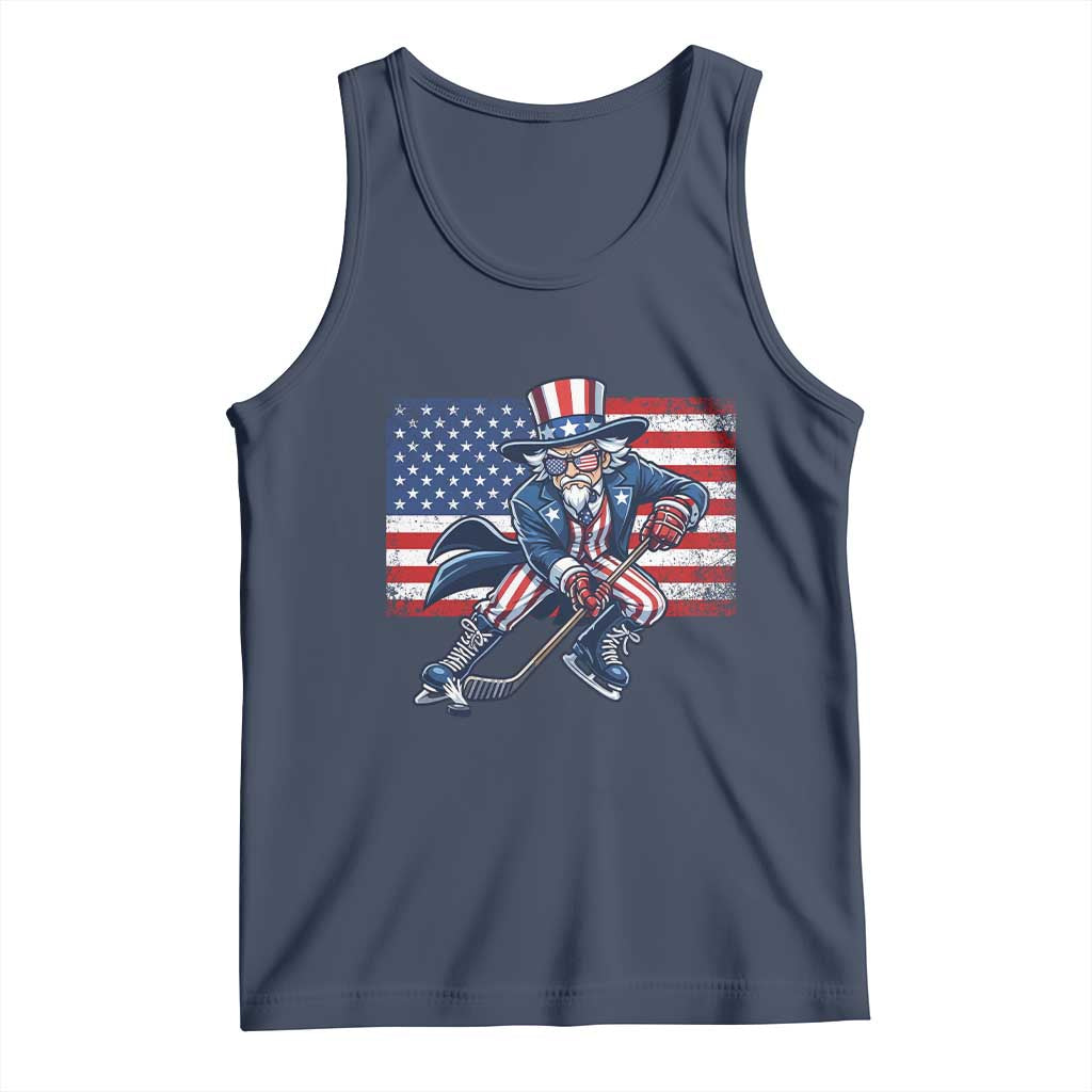 Uncle Sam Hockey Player 4th of July American Flag Tank Top