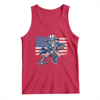 Uncle Sam Hockey Player 4th of July American Flag Tank Top