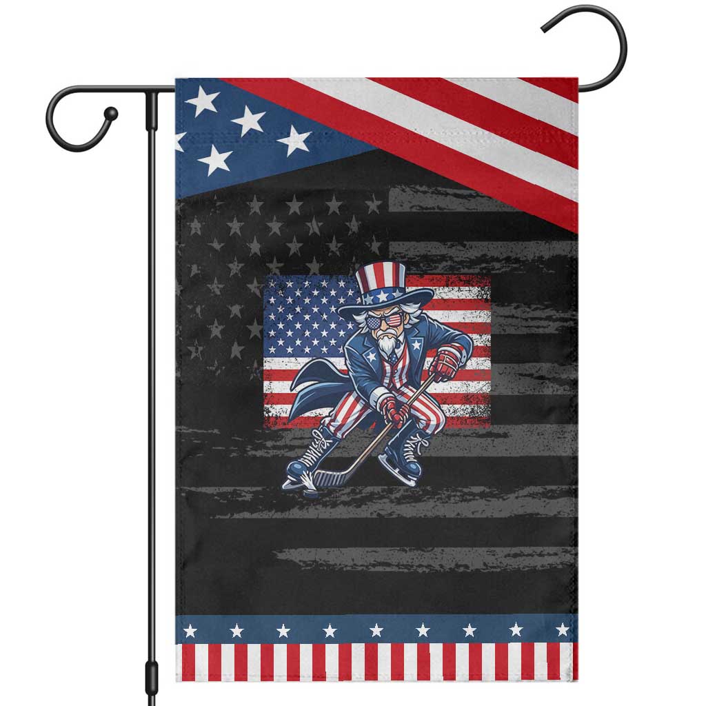 Uncle Sam Hockey Player 4th of July American Flag Patriotic Garden Flag