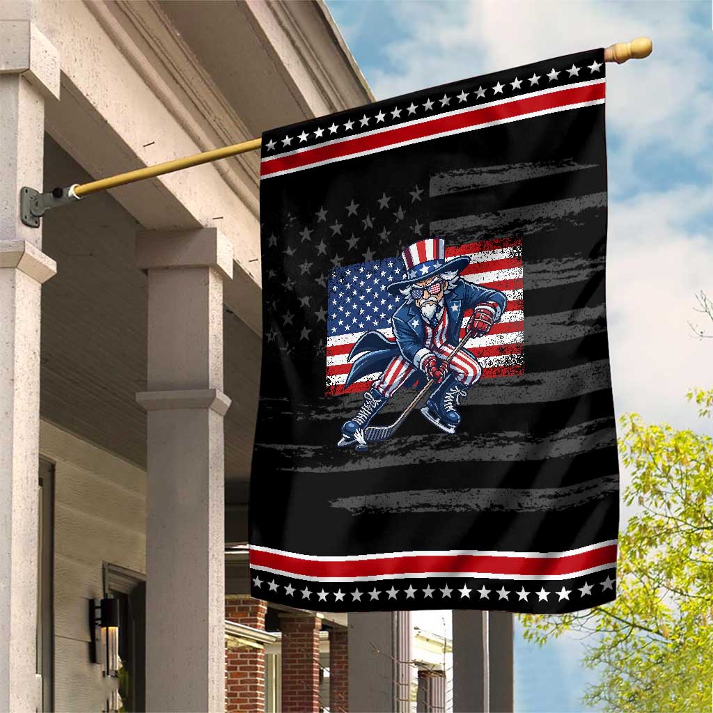 Uncle Sam Hockey Player 4th of July American Flag Patriotic Garden Flag