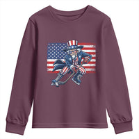 Uncle Sam Hockey Player 4th of July American Flag Youth Sweatshirt