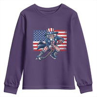 Uncle Sam Hockey Player 4th of July American Flag Youth Sweatshirt