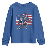 Uncle Sam Hockey Player 4th of July American Flag Youth Sweatshirt