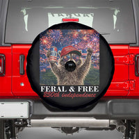 USA 250 Years Freedom Spare Tire Cover Feral and Free Funny Raccoon Driking Beer 4th of July