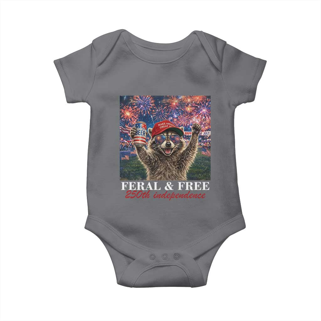 USA 250 Years Freedom Baby Onesie Feral and Free Funny Raccoon Driking Beer 4th of July