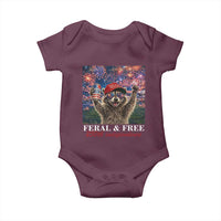 USA 250 Years Freedom Baby Onesie Feral and Free Funny Raccoon Driking Beer 4th of July
