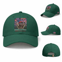 USA 250 Years Freedom Baseball Cap Feral and Free Funny Raccoon Driking Beer 4th of July