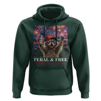 USA 250 Years Freedom Hoodie Feral and Free Funny Raccoon Driking Beer 4th of July