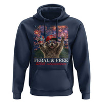 USA 250 Years Freedom Hoodie Feral and Free Funny Raccoon Driking Beer 4th of July