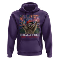 USA 250 Years Freedom Hoodie Feral and Free Funny Raccoon Driking Beer 4th of July