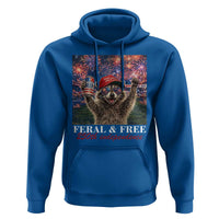 USA 250 Years Freedom Hoodie Feral and Free Funny Raccoon Driking Beer 4th of July