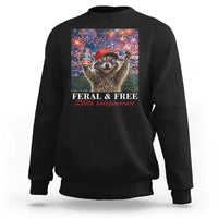 USA 250 Years Freedom Sweatshirt Feral and Free Funny Raccoon Driking Beer 4th of July