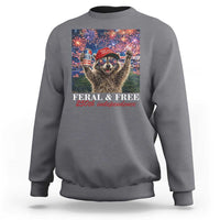USA 250 Years Freedom Sweatshirt Feral and Free Funny Raccoon Driking Beer 4th of July