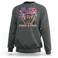 USA 250 Years Freedom Sweatshirt Feral and Free Funny Raccoon Driking Beer 4th of July