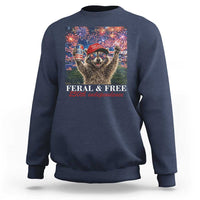 USA 250 Years Freedom Sweatshirt Feral and Free Funny Raccoon Driking Beer 4th of July