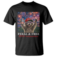 USA 250 Years Freedom T Shirt Feral and Free Funny Raccoon Driking Beer 4th of July