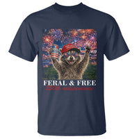 USA 250 Years Freedom T Shirt Feral and Free Funny Raccoon Driking Beer 4th of July