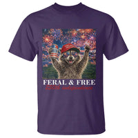USA 250 Years Freedom T Shirt Feral and Free Funny Raccoon Driking Beer 4th of July
