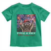 USA 250 Years Freedom Toddler T Shirt Feral and Free Funny Raccoon Driking Beer 4th of July