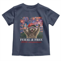 USA 250 Years Freedom Toddler T Shirt Feral and Free Funny Raccoon Driking Beer 4th of July