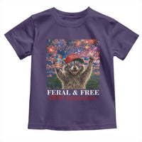 USA 250 Years Freedom Toddler T Shirt Feral and Free Funny Raccoon Driking Beer 4th of July