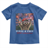 USA 250 Years Freedom Toddler T Shirt Feral and Free Funny Raccoon Driking Beer 4th of July