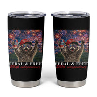USA 250 Years Freedom Tumbler Cup Feral and Free Funny Raccoon Driking Beer 4th of July