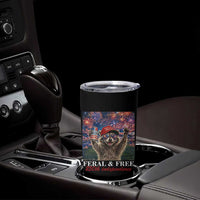 USA 250 Years Freedom Tumbler Cup Feral and Free Funny Raccoon Driking Beer 4th of July