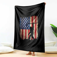 USA Hockey Bigfoot Throw Blanket Patriotic Sasquatch American Flag 4th of July