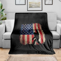 USA Hockey Bigfoot Throw Blanket Patriotic Sasquatch American Flag 4th of July