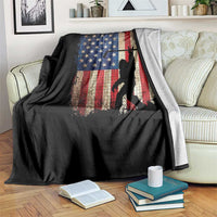 USA Hockey Bigfoot Throw Blanket Patriotic Sasquatch American Flag 4th of July
