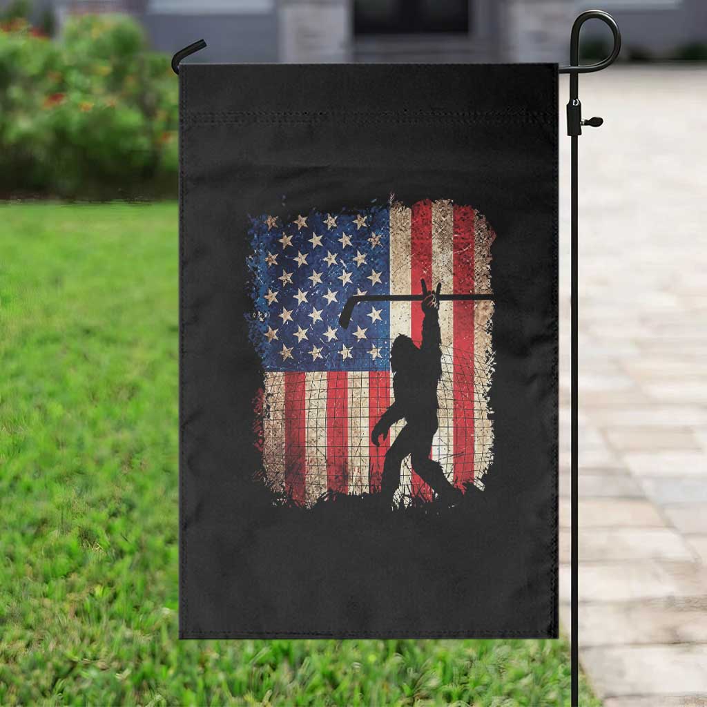 USA Hockey Bigfoot Garden Flag Patriotic Sasquatch American Flag 4th of July