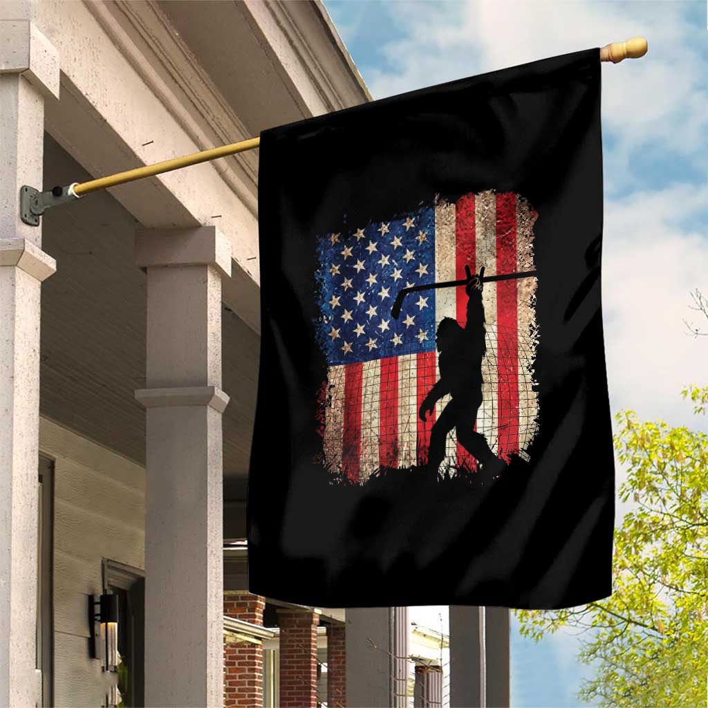 USA Hockey Bigfoot Garden Flag Patriotic Sasquatch American Flag 4th of July
