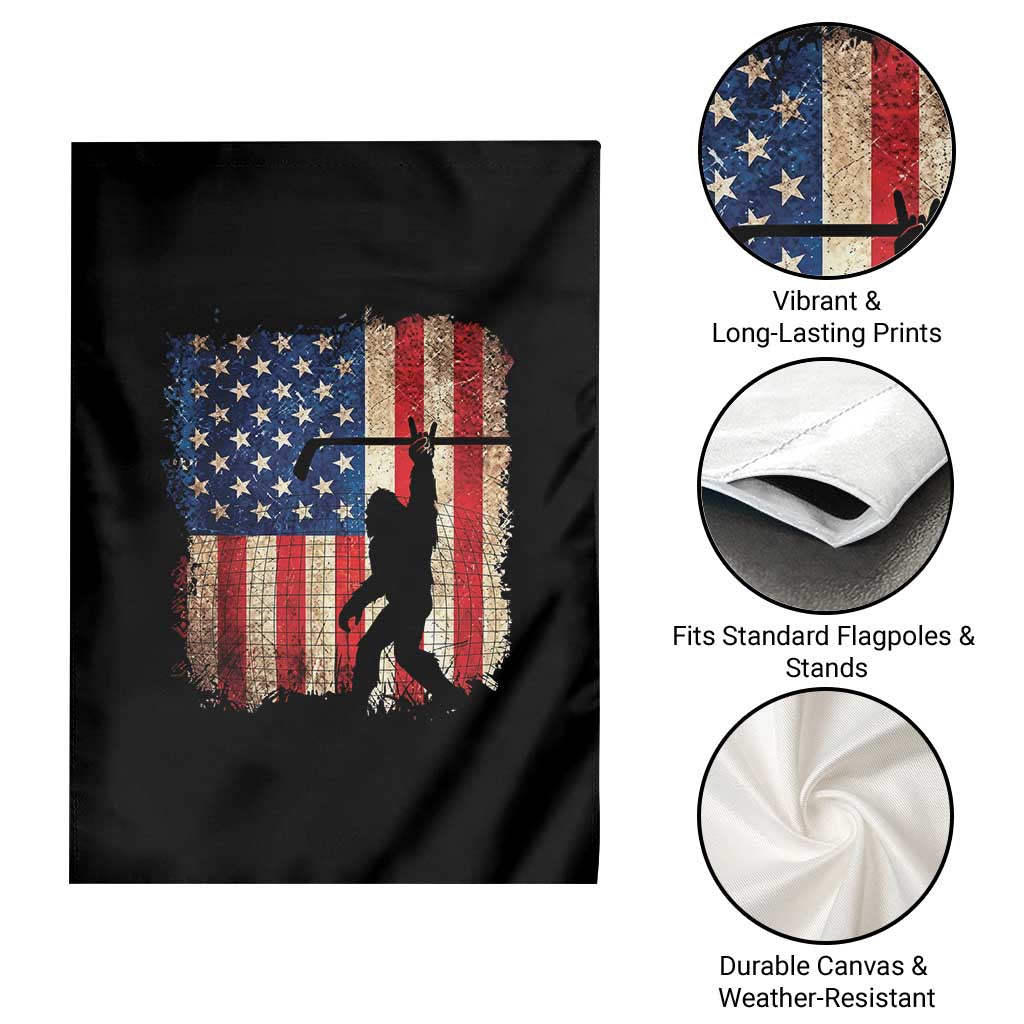 USA Hockey Bigfoot Garden Flag Patriotic Sasquatch American Flag 4th of July