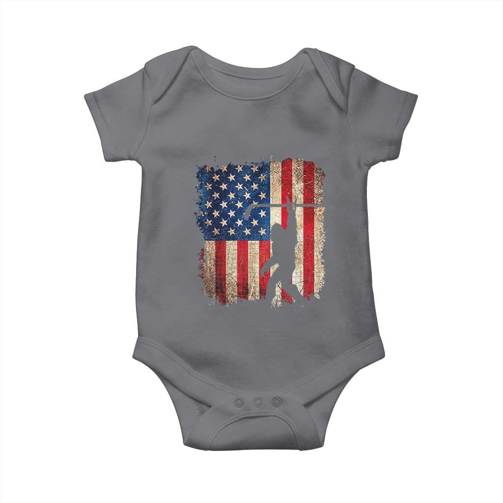 USA Hockey Bigfoot Baby Onesie Patriotic Sasquatch American Flag 4th of July