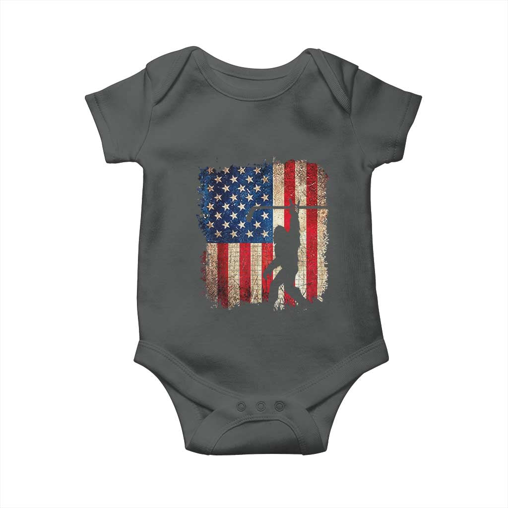 USA Hockey Bigfoot Baby Onesie Patriotic Sasquatch American Flag 4th of July