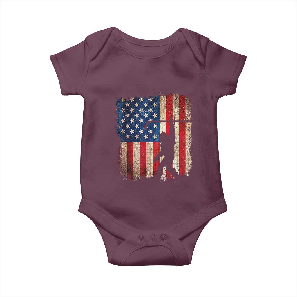 USA Hockey Bigfoot Baby Onesie Patriotic Sasquatch American Flag 4th of July