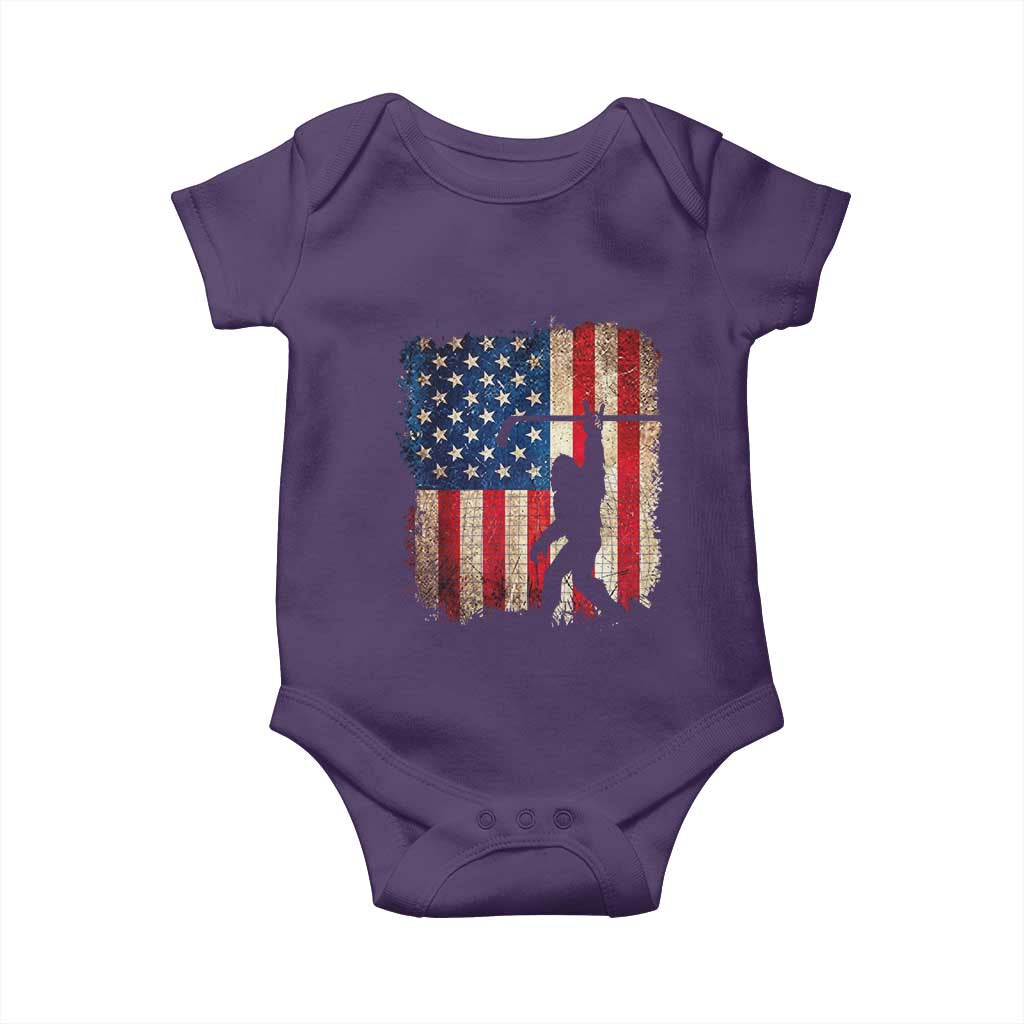 USA Hockey Bigfoot Baby Onesie Patriotic Sasquatch American Flag 4th of July