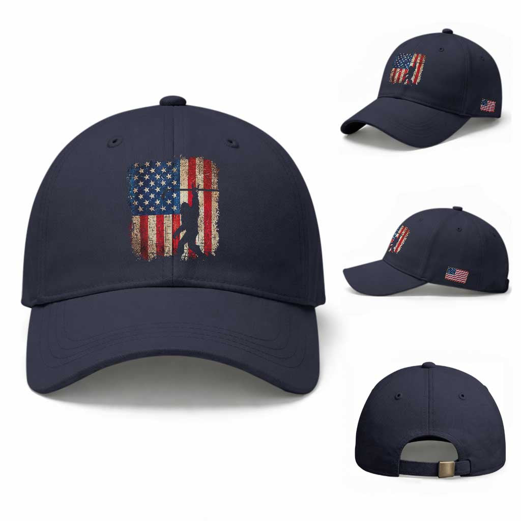USA Hockey Bigfoot Baseball Cap Patriotic Sasquatch American Flag 4th of July
