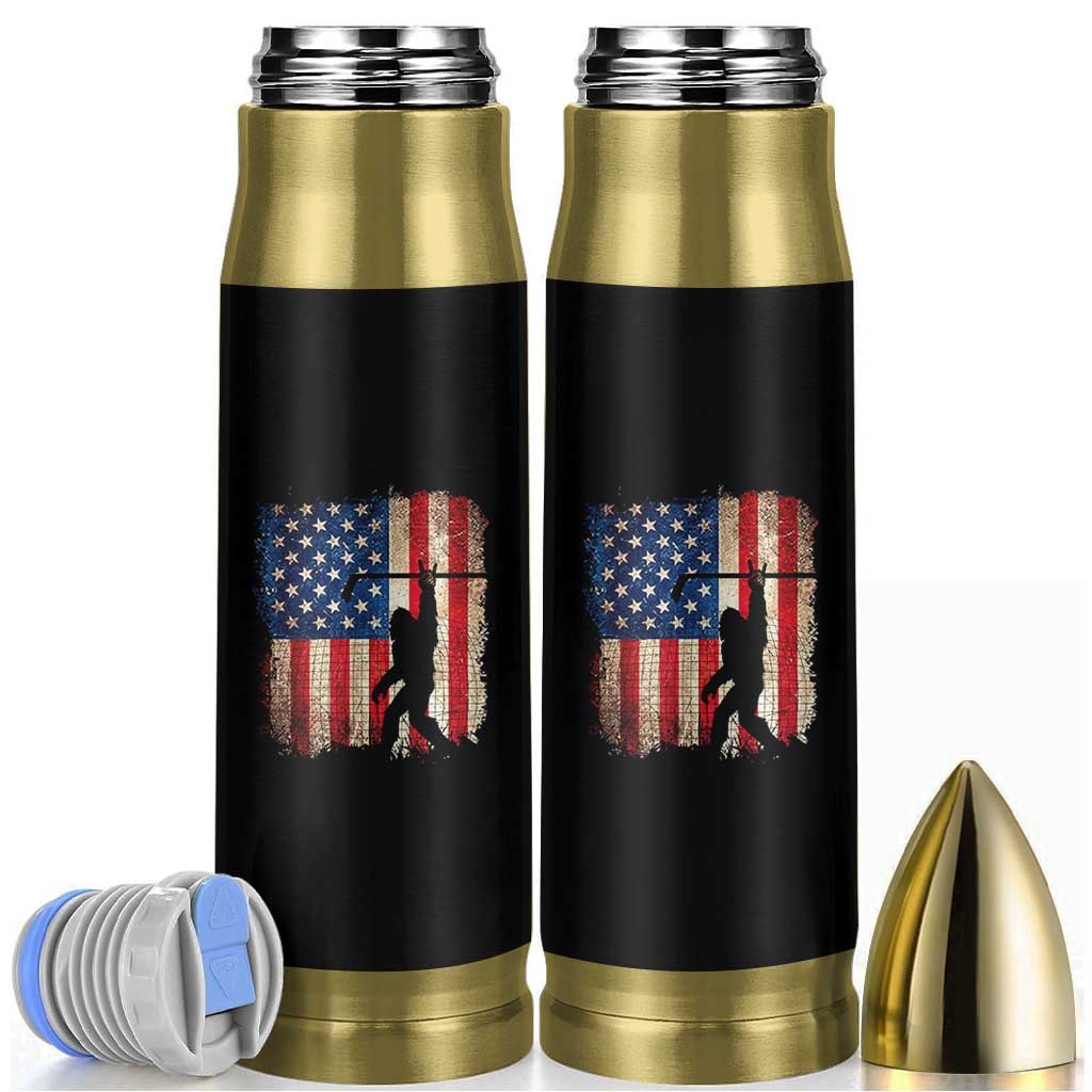 USA Hockey Bigfoot Bullet Tumbler Patriotic Sasquatch American Flag 4th of July