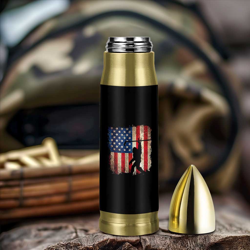 USA Hockey Bigfoot Bullet Tumbler Patriotic Sasquatch American Flag 4th of July