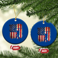 USA Hockey Bigfoot Ceramic Ornament Patriotic Sasquatch American Flag 4th of July